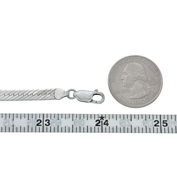 Italian 5mm Herringbone Chain Necklace | Vintage Sterling Silver 925 | 24" - Picture 4 of 5